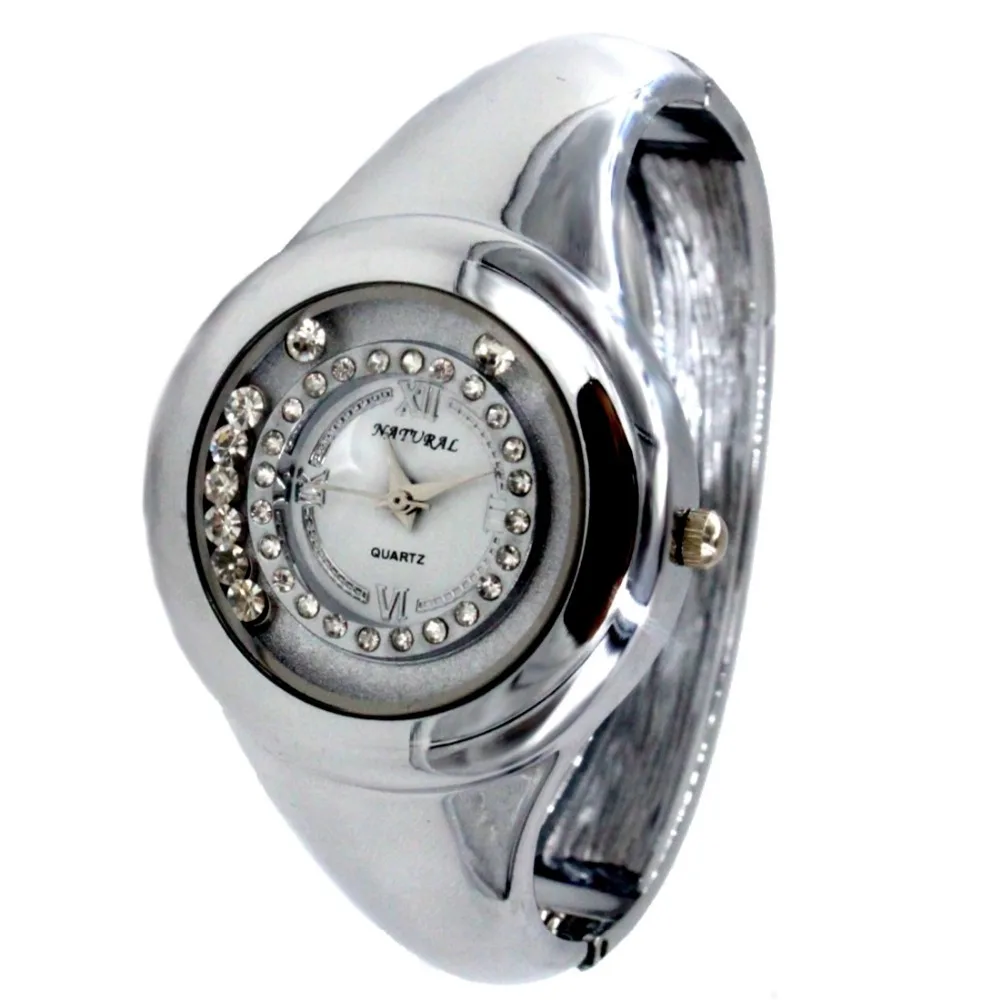 ALEXIS Ladies First Choice Bangle Watches Shiny Silver Band Round PNP