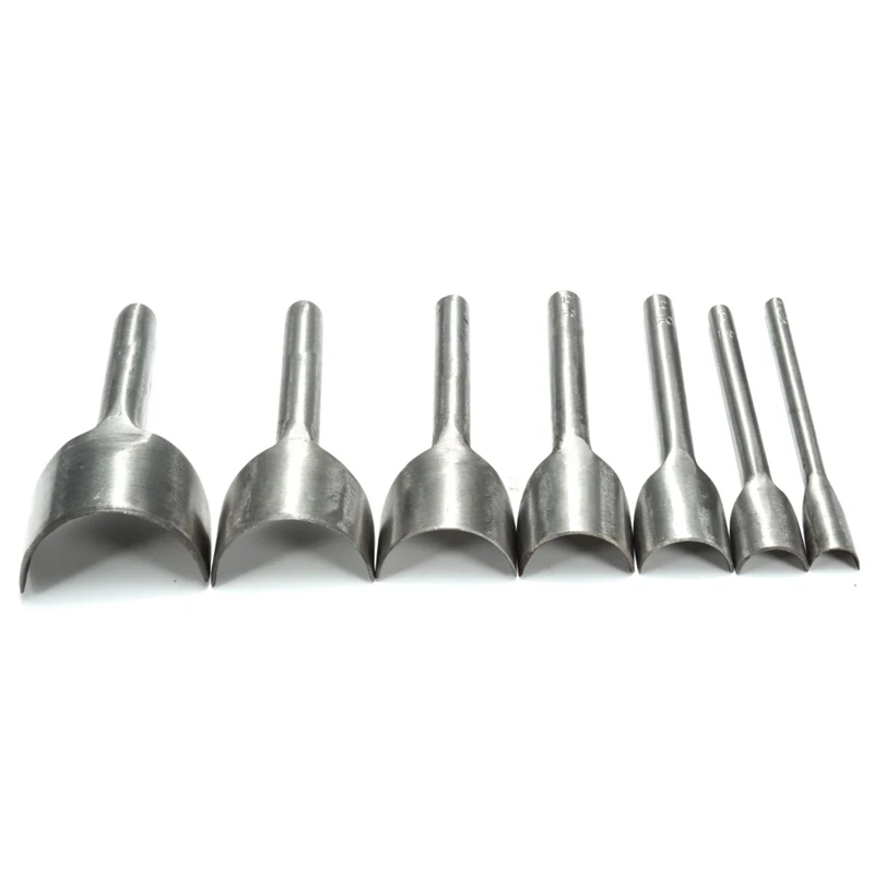 7pcs//set 10-40mm Leather Punching Tool Half-Round Cutter Punch Strap Tools DIY