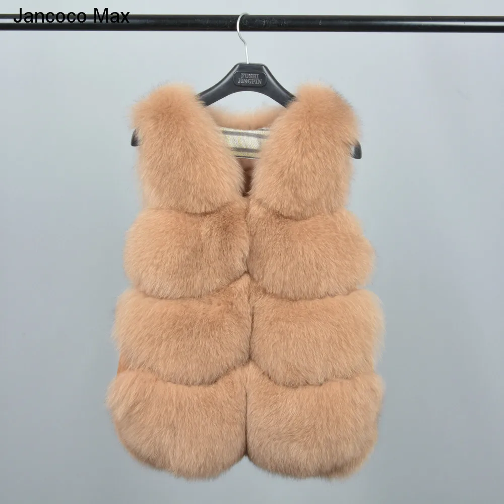 

Jancoco Max 2019 New Women's Real Fur Gilets Winter Warm Genuine Fox Fur Vest Fashion Style High Quality Waistcoat S7207