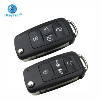 

OkeyTech for VW Volkswagan Sharan Multivan Caravelle T5 Car Key Shell 4+1 5 Button Flip Folding Remote Key Cover Case Fob Blade