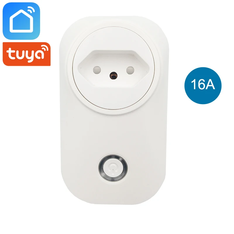 

Tuya Smart Life Wifi Smart Socket Plug Brasil 16A Power Monitor Energy Saver Works With Alexa Google Home Mini IFTTT
