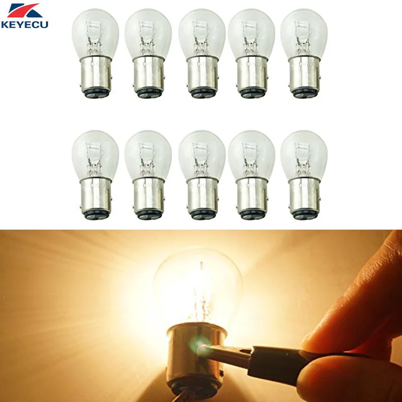 

KEYECU 10 Pieces 1157 BAY15D S25 12V 21/5W Car Replacement Bulb Double Contact Brake Stop Light with Dual Filament