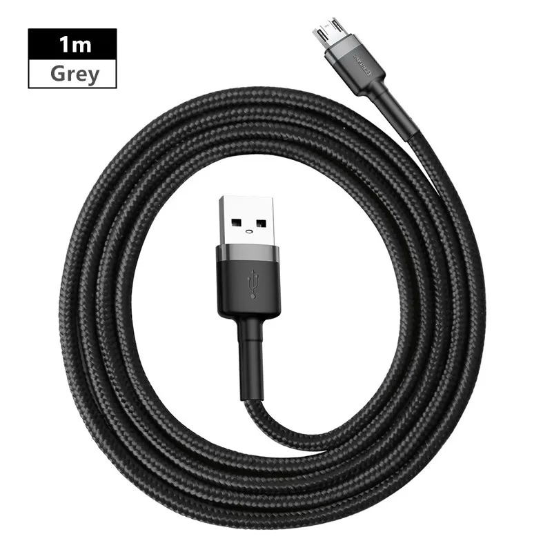 Кабель Micro Usb Baseus для зарядки Xiaomi Redmi Note 5 Pro samsung S7 Android, кабель Micro Usb для зарядки и передачи данных - Название цвета: 1m Grey