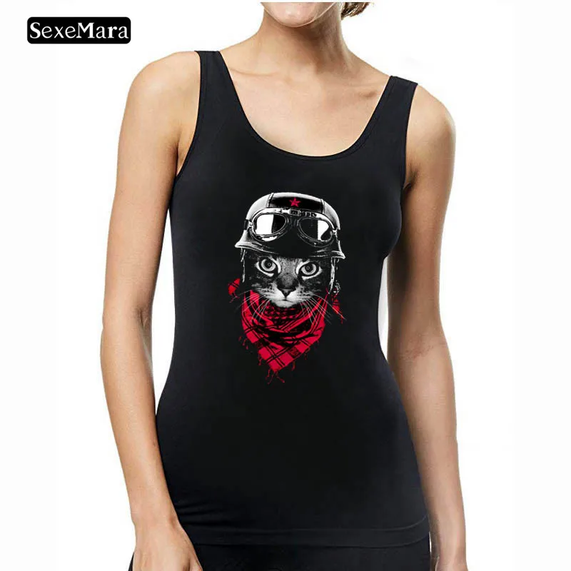 

SexeMara NEW Hip Hop Tank Tops Harajuku Dog Digital Printing Sleeveless Shirt Black Vest