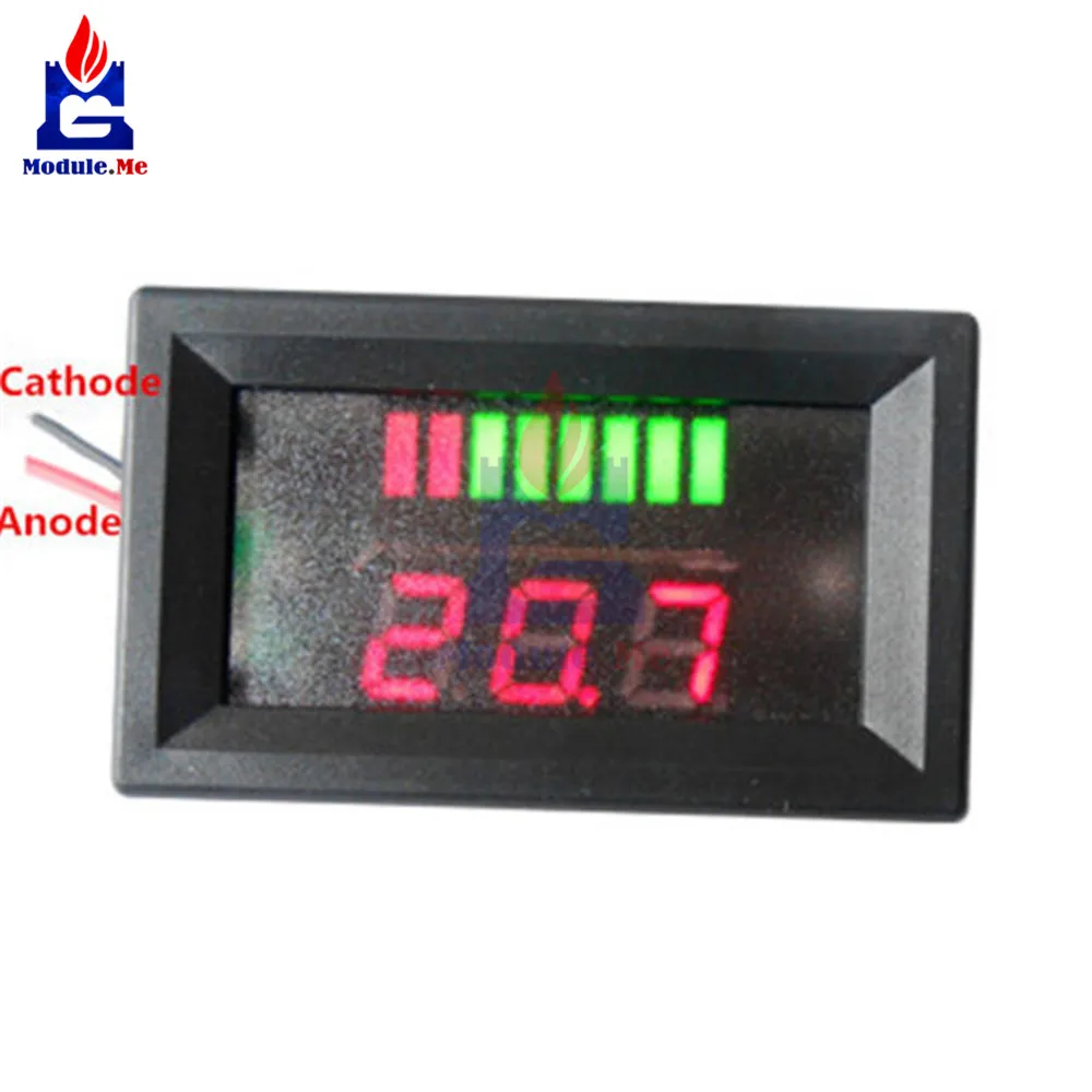 

12V ACID Red Lead Battery Capacity Indicator Charge Level Lead-acid LED Tester Voltmeter For Arduino Voltage Detector