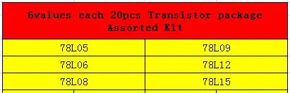 1 20 штук 78L05 78L06 78L08 78L09 78L12 78L15 6 значение, в каждом 20 штук транзистор посылка смешанный набор