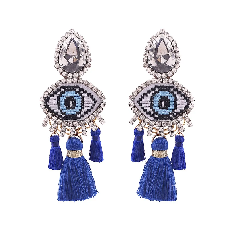E1230 Sapphire Sehouran модные Oorbellen серьги с ниспадающими кисточками для Для женщин Разноцветные череп подвеска с бахромой, серьги в виде капель с Свадебная вечеринка подарки - Окраска металла: E1230 Sapphire