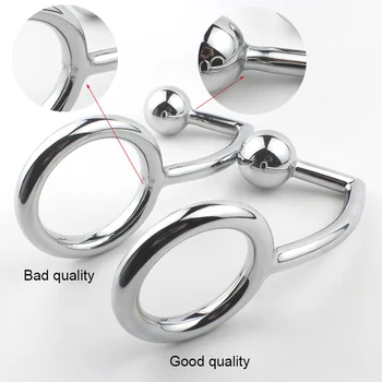 Beeger Good quality Stainless Steel Metal Anal Hook with Penis Ring for male, Anal Plug,Penis Chastity Lock,Fetish Cock Ring 6
