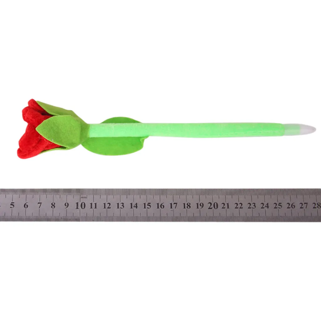 12 Beautiful Plush Roses Flower BALLPOINT Writing Pen Blue Ink Desk Decor Gift