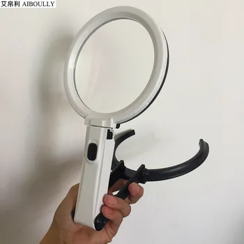 

AIBOULLY 3B-2C LED Light Collapsible Handheld Desk Magnifier 5x Reading and Maintenance for the Elderly Portable Outdoor Tools