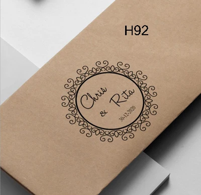 Свадебная Печать 40 круг на заказ персонализированные свадебные приглашения штамп самостоятельно инкинг на конверте сохранить дату - Цвет: 40circle-H92