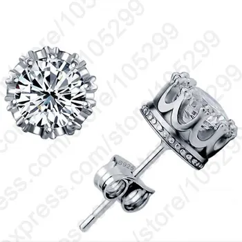 

High Quality Unisex Trendy Stud Earings 925 Sterling Silver Jewelry Cubix Zirconia Crystal Silver Stud Earrings Hot Sale
