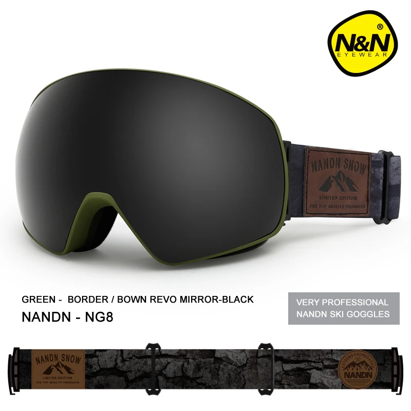 NANDN الثلوج تزلج نظارات مزدوجة طبقات UV400 مكافحة الضباب كبيرة قناع للتزلج نظارات التزلج الرجال النساء الثلوج على الجليد نظارات
