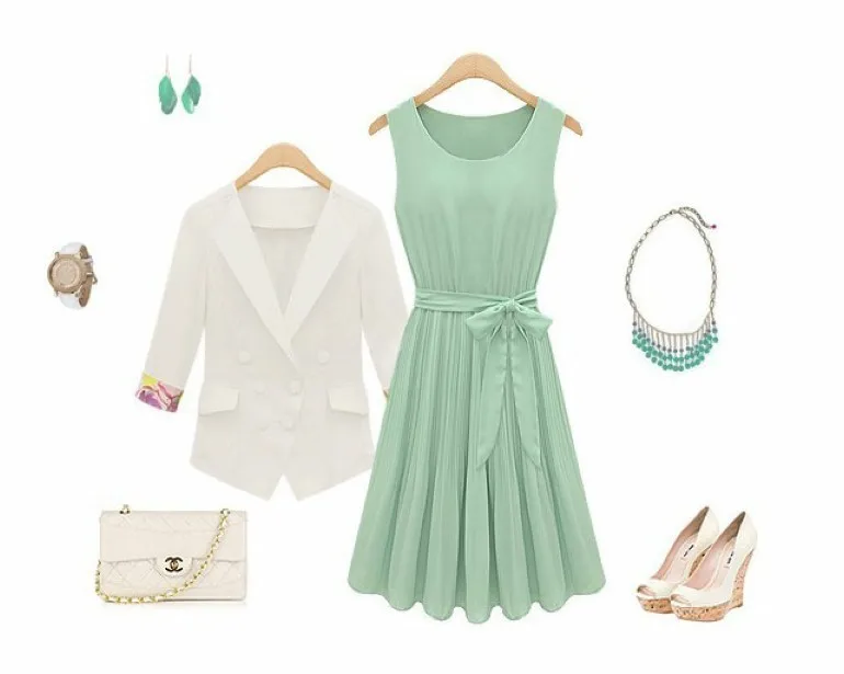 one piece dress in green colour