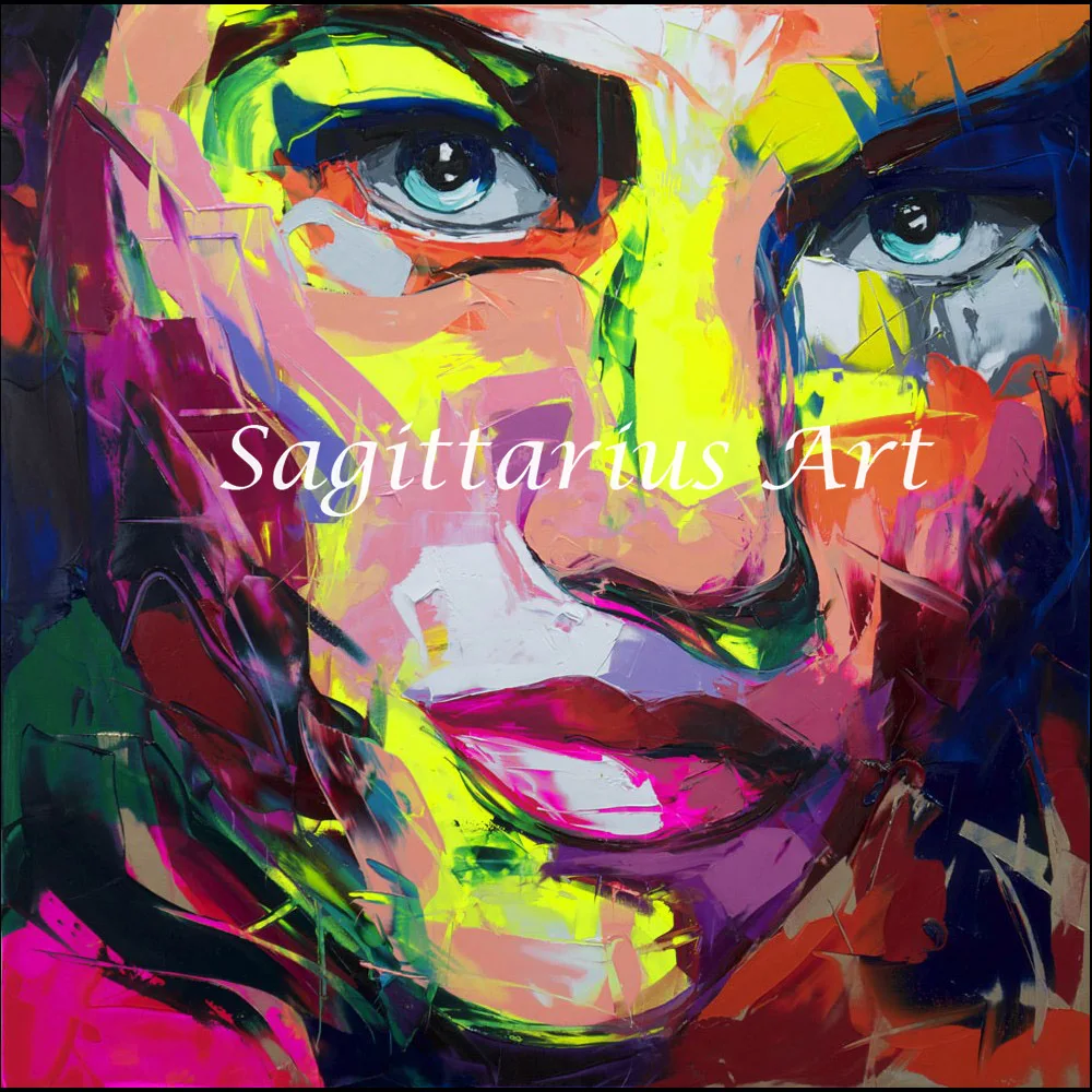 

High quality Hand Painted Palette knife Abstract Oil Painting Canvas Francoise Nielly Designers Woman Face Home Fine Art artwork