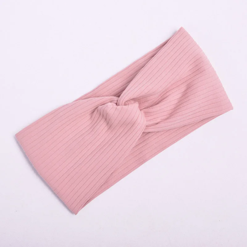 style 2 pink Хлопковая женская повязка на голову, тюрбан, одноцветная повязка на голову с узлом для девочек, аксессуары для волос, витая Женская повязка для макияжа, эластичные резинки для волос, повязка на голову - Цвет: style 2 pink