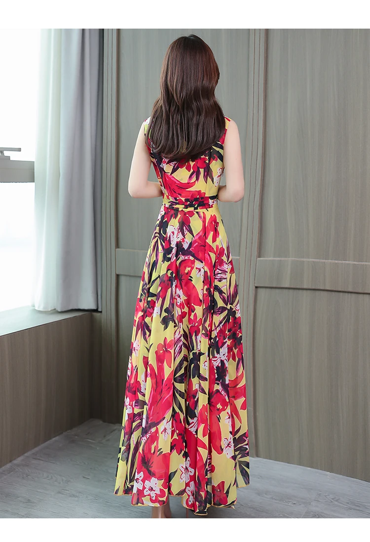 Элегантные цветочные шифоновые Boho Макси платья летние винтажные 4XL плюс размер пляжный отдых сарафан женские облегающие вечерние платья