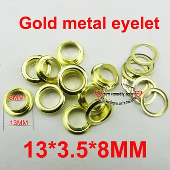 

200PCS 13*3.5*8MM METAL gold EYELET button sewing clothes accessory ROUDN buttons eyelets ME-036