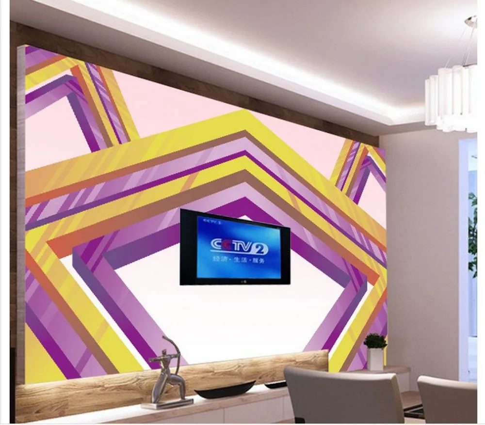 Обои 3d обои для рисования 3D стерео цвет ТЕЛЕВИЗОР фоне моды пастырской mural