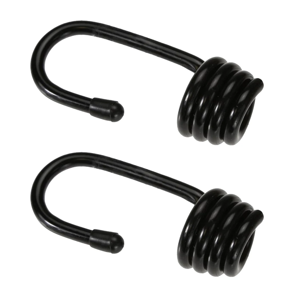 2pcs Black Coated Steel Hook End for 8mm Elastic Bungee Rope Shock Cord camping equipment
