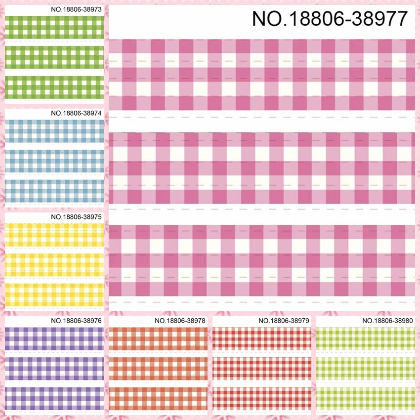 10yards different sizes Colorful lattice ribbon printed Grosgrain