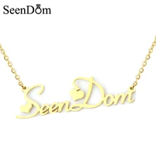 Personalizada amor del estilo del corazón del acero inoxidable nombre personalizado collar oro color firma la escritura identificación gargantilla collar