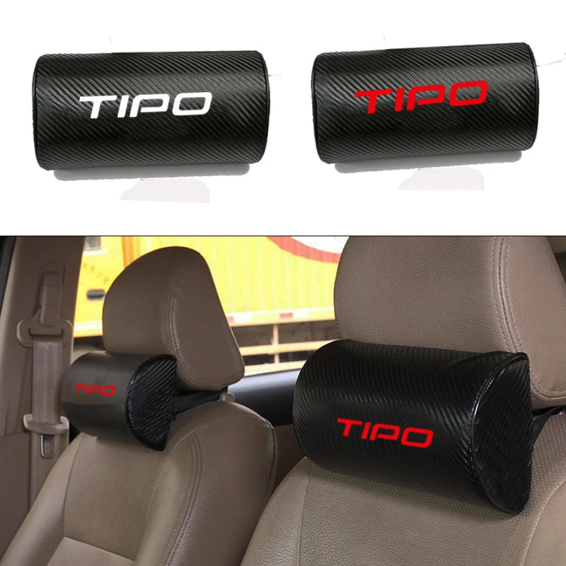 

Carbon Fiber Texture PU Leather Auto Safety Pillow Car Auto Seat Head Neck Rest Cushion Headrest Pillow Pad For Fiat Tipo