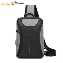 Зарядка через usb сумки через плечо мужские противоугонные нагрудный пакет Летняя короткая Курьерская сумка водоотталкивающая сумка на плечо сумки на пояс