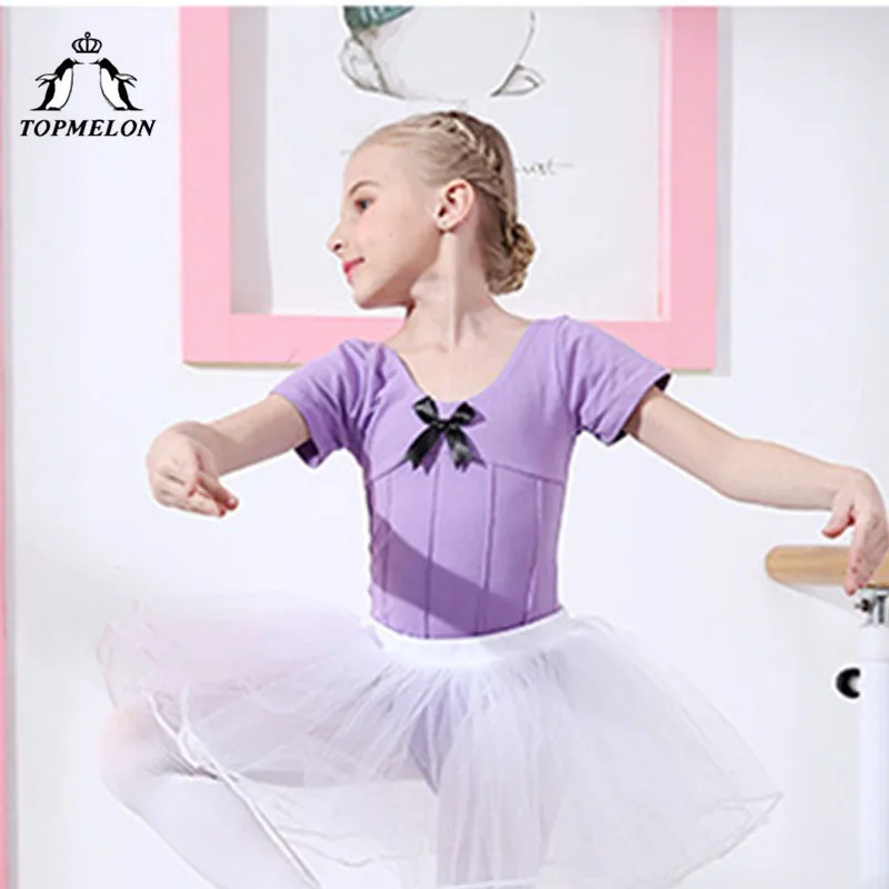 TOPMELON гимнастическое трико для девочек бальное платье для танцев с коротким рукавом балетки одежда Платья с юбкой-пачкой из сетки для