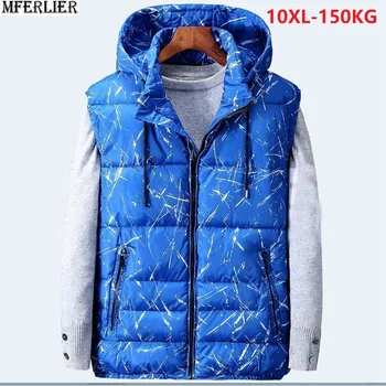 

Men Vests thick warm winter geometric plus large size big sportwear 5XL 7XL 8XL 10XL outwear Cotton-padded out door Waistcoat 54