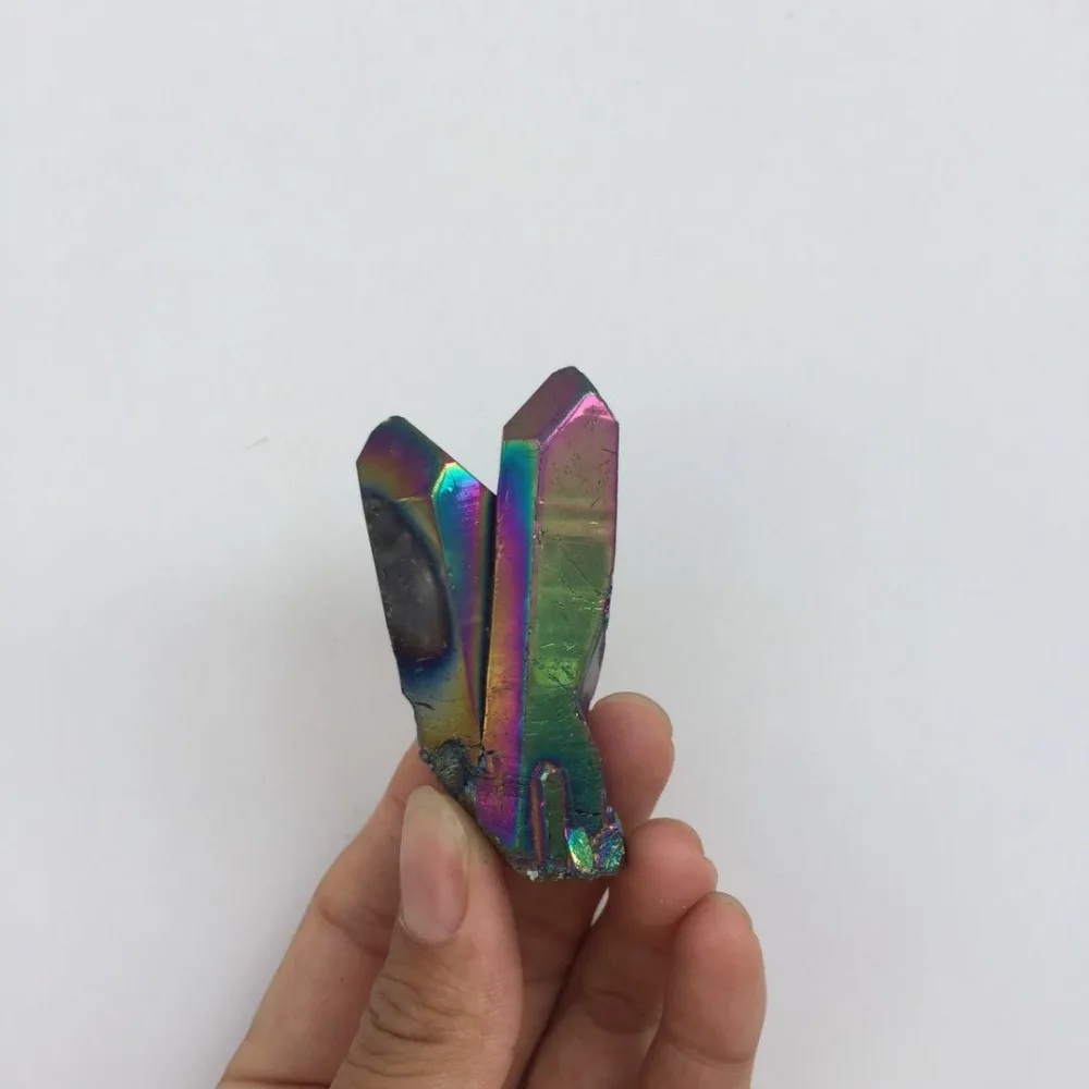 free shipping rainbow aura coated Crystal gemstone cluster meditation titanium electroplated crystal point flower gift | Дом и сад