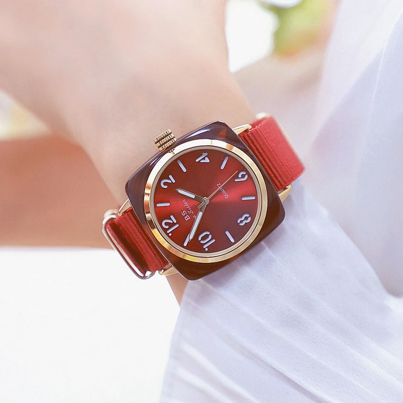 

Bracelet Women Watches Nylon Strap Quartz Women Watch Square Lady Wrist Watch Big Dial Casual Female Watches Zegarek Damski 2019