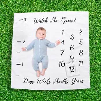 

Newborn Baby Photography Blanket with Timeline Infant Photo Banner Background Quilt Props for Baby photo Shooting Photo Props
