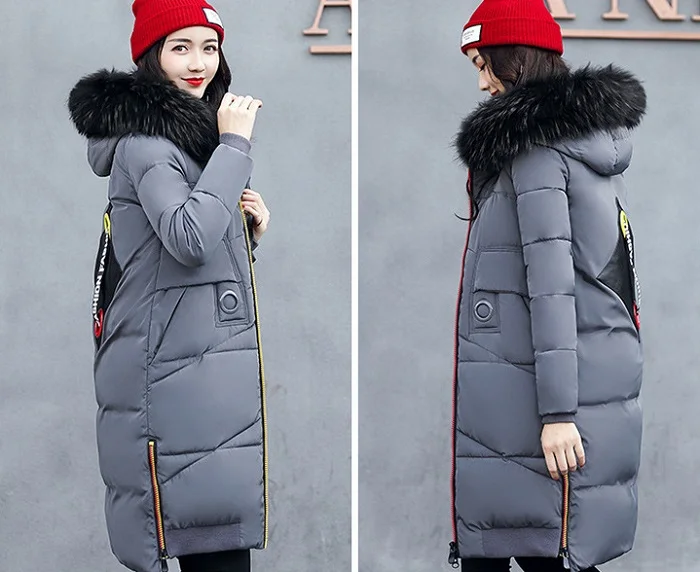 2017 New winter coat women long jacket Collar Hooded Woman Parka Womens cotton padded Coats Thick Jacket+3