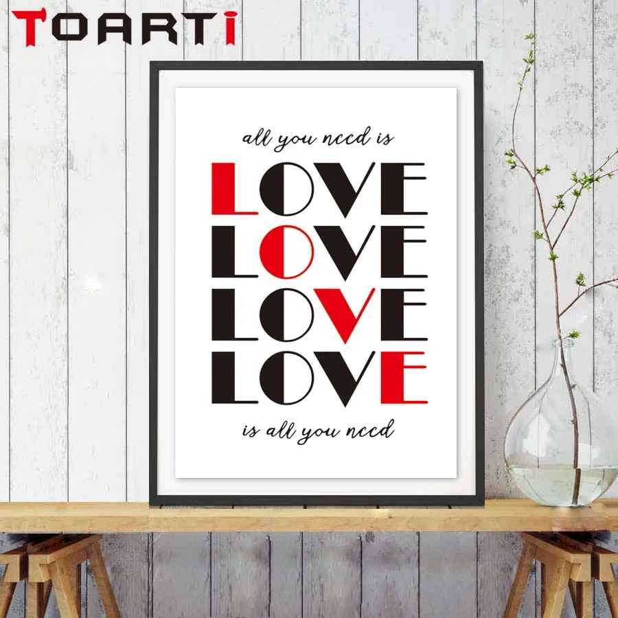 romantic lover all you need is love quotes poster no frame canvas