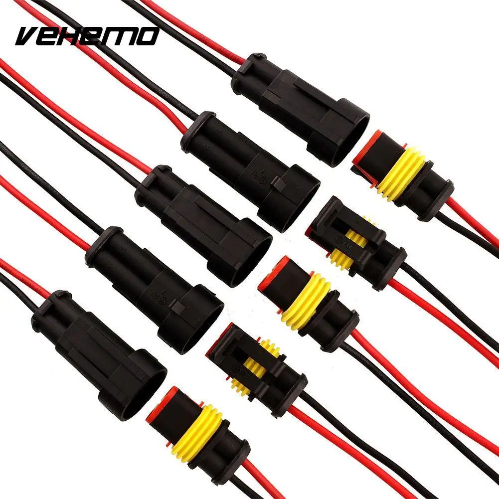 

Hot 5 set 2 Pin Car Motorcycles Electrical Connector Adapter W/Wire Black