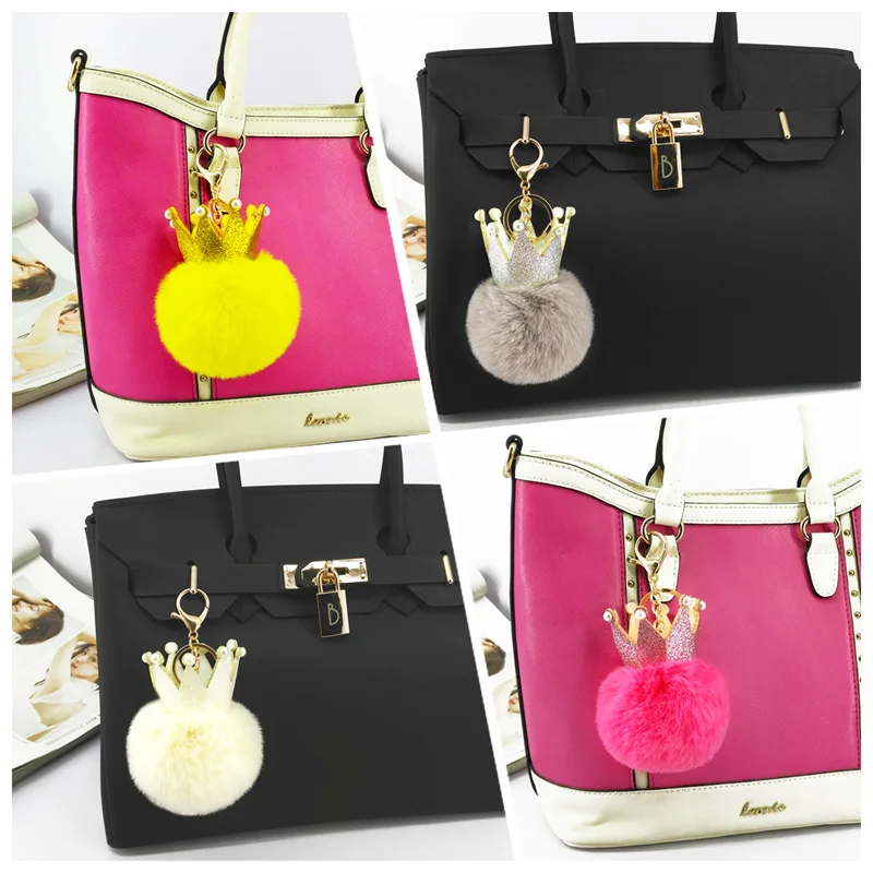 Брелок с помпонами в виде пушистого шара для женских сумок|fluffy ball|keychain pompomcrown keychain