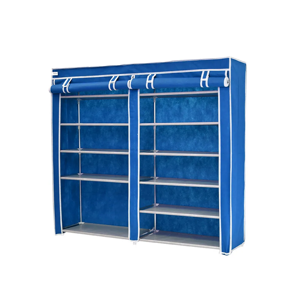 Finether Double Non-Woven Fabric Shoe Rack,Canvas Shoes Storage Shoes Rack Stand Shelf Shoes Organizer Storage-Blue0