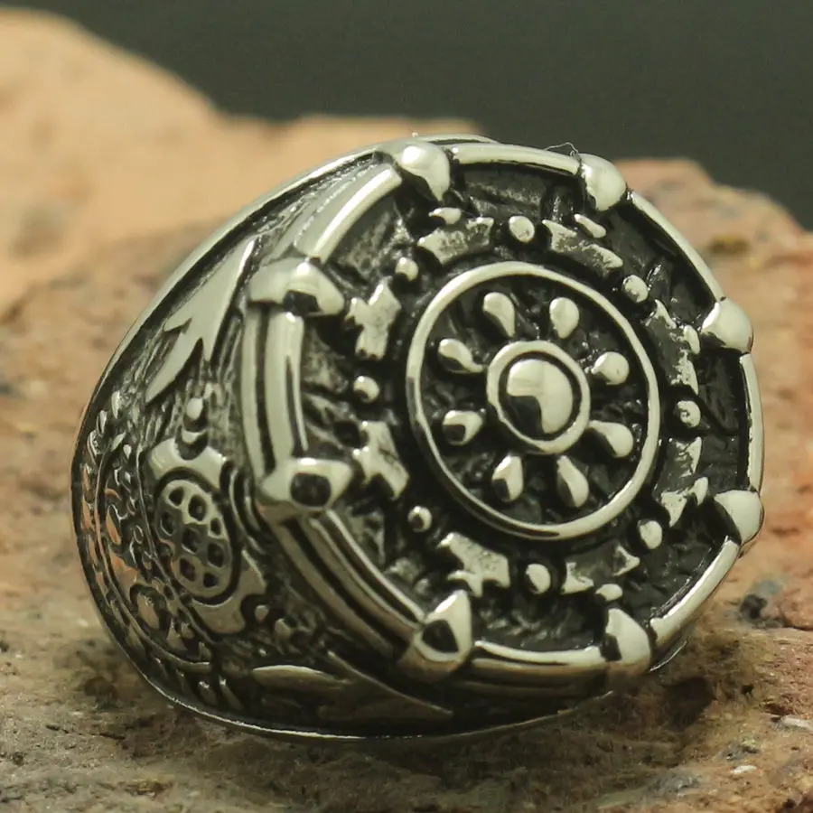 

Men 316L Stainless Steel Punk Gothic Rudder Anchor Newest Ring