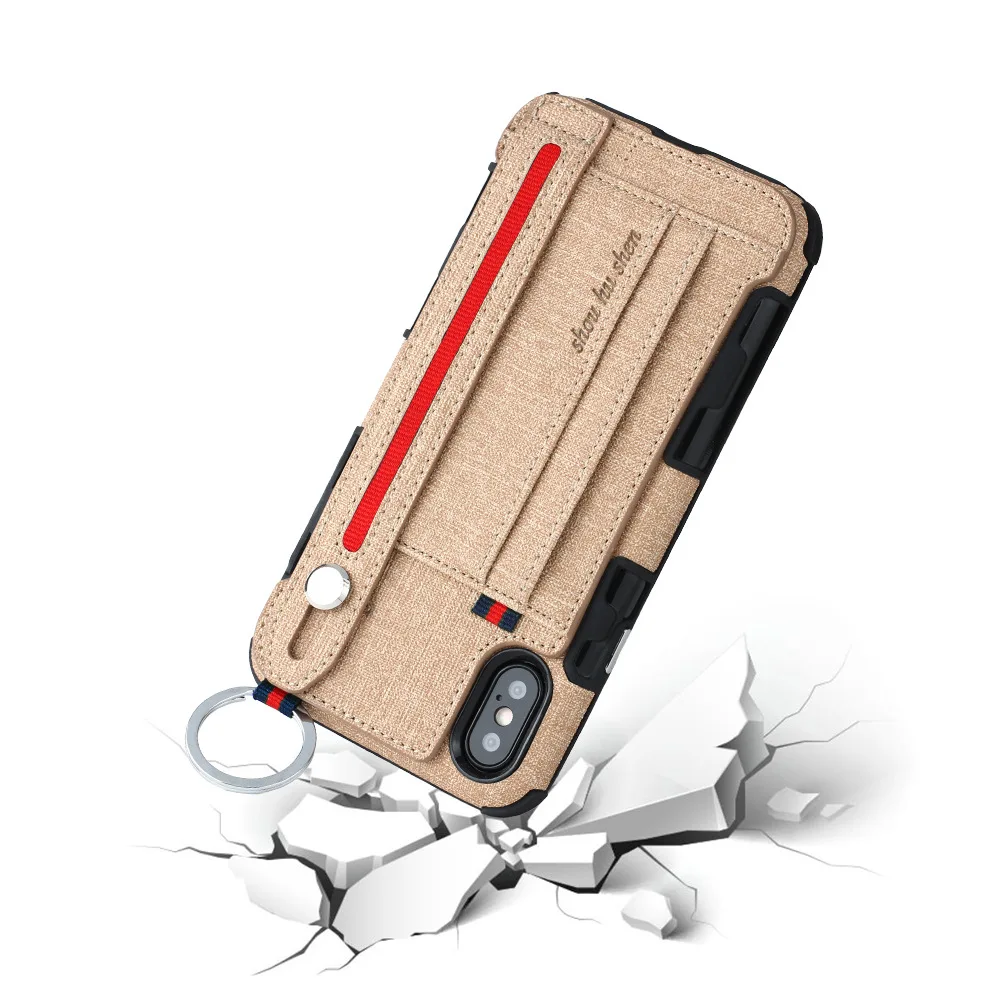 Чехол-накладка для телефона с отделениями для карт для IPhone X XS MAX XR 8 7 6 Plus брелок для samsung Galaxy S8 S9 Plus Note8 чехол-накладка