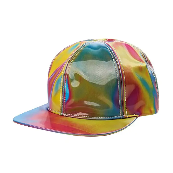 

Back to future Rainbow Color Hat Reflective Cap Hip hop Hat Bling Bling