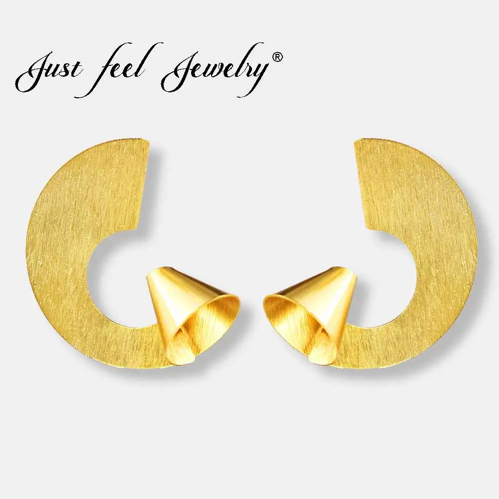 JUST FEEL 2018 Gold Color Twisted Stud Earrings for Women Punk Style Irregular Metallic Party Jewelry Boho | Украшения и