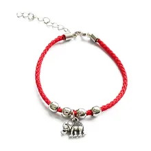 Модная красная нить браслеты для женщин девочек Серебряный Тибетский Слон Сова Бабочка Шарм для браслета Рыба Ювелирные изделия