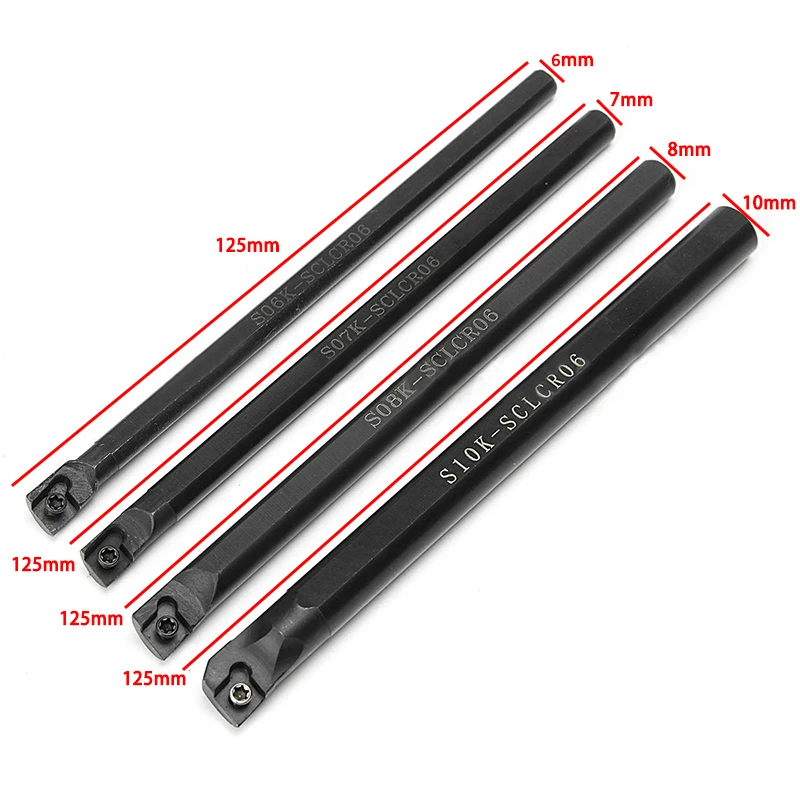 4 шт. S06K/S07K/S08K/S10K-SCLCR06 держатель токарного инструмента 6/7/8/10 мм сверлящей оправкой+ 10 шт. CCMT060204 вставки с 4 шт. ключи, дюймовый стандарт