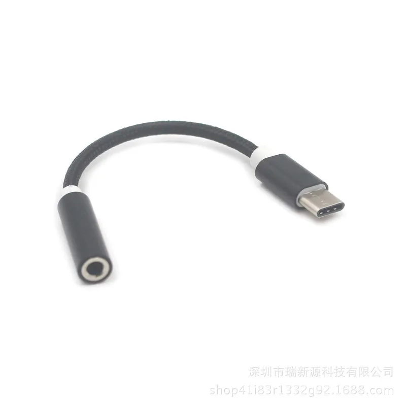 Кабель для наушников type-C до 3,5 мм, кабель для наушников, AUX Jack, адаптер USB C, аудио кабель, адаптер для Xiaomi Mi8 Pocophone f1 для huawei P20 Pro - Цвет: Черный