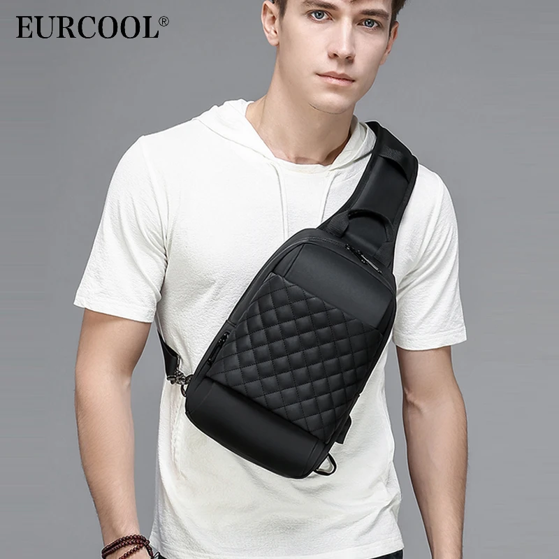 EUROCOOL-bandolera negra para hombre, bolso de hombro resistente al agua,  con carga USB, para iPad de 7,9 pulgadas, n1903 - AliExpress