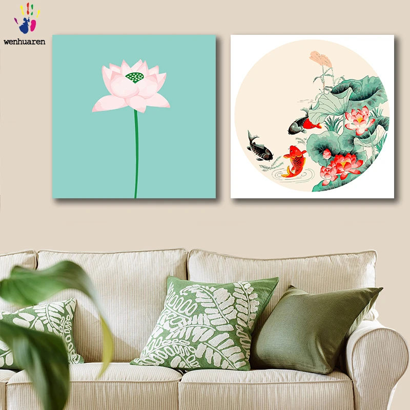 Diy 着色料による写真番号色仏教蓮イカイラスト画像描画数字額 Paint By Number Aliexpress