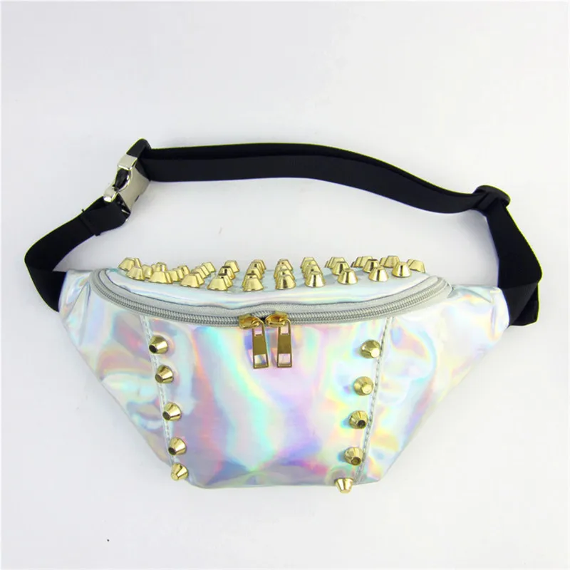 Cute Mini Belt Waist Bag Women Kawaii Rivet PU Fanny Leg Hip Bum Waist