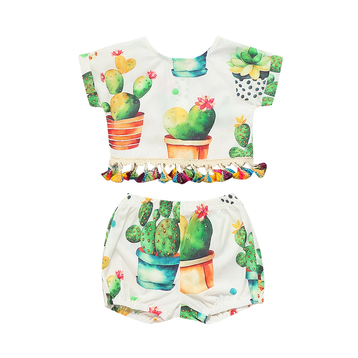 

Hot Lovely Baby Girls Cactus Tank Crop Tops T-Shirt Shorts Outfits Clothes