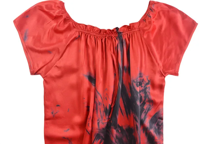 Шелковая ночная рубашка натуральный шелк Шармез атласный шелк летний Стиль Женская ночная рубашка размера плюс женская одежда обхват груди 115 см